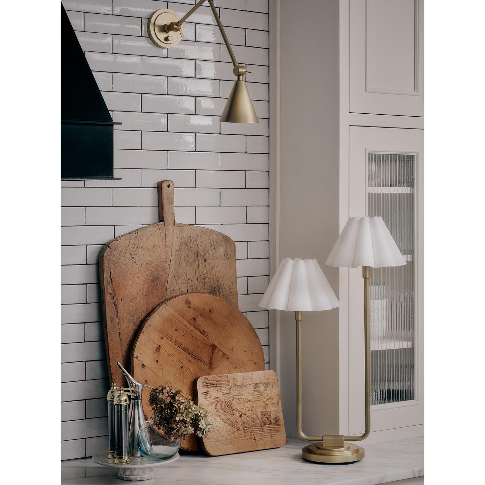 Polly Double Arm Table Lamp (White Scalloped Shade) | Regina